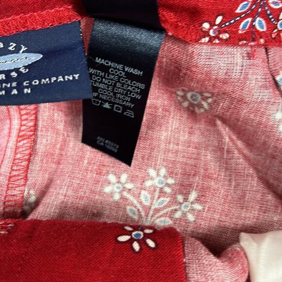 Crazy Horse Liz Claiborne Long linen skirt in red white and blue print, size 16W - Picture 5 of 7